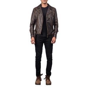 Chaqueta de invierno de cuero de corte de diseñador para hombre con costuras de patrón único y estilo moderno elegante - Product Image 1