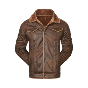 Chaqueta de calle de cuero revestido para hombre-Transpirable e impermeable Invierno Casual Botonadura única con cuello alto - Product Image 1