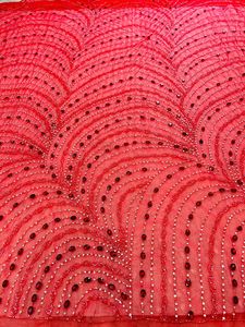 Best Price 100% Polyester Luxury <b>Beaded</b> <b>Fabric</b> Zircon Handmade Indian Supplier Woven Mesh Pattern for Girls' Anti-Static - Product Image 5