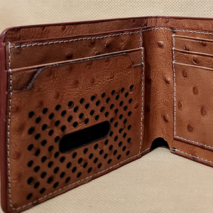 Cacher le portefeuille pour hommes de haute qualité motif d'autruche en cuir de vache véritable de luxe - Product Image 4