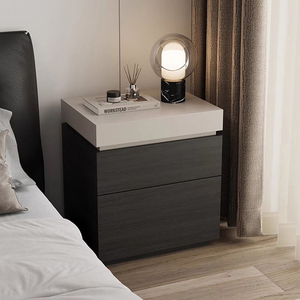 Modern Brown Wood Nightstand Flip Top Vanity Mirror Four Drawers Offering Compact <strong>Bedside</strong> Makeup Bedroom Storage Organizer - Product Image 5