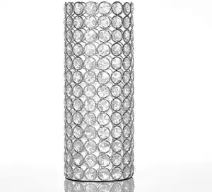 クリスタルボウル奉納ティーライトホルダーピラーキャンドルホルダー/結婚式用人工ブーケ用装飾シリンダー花瓶