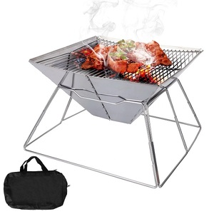 Stainless Steel Decorative Metal Fire Pit Steel Folding <b>Camping</b> <b>Grill</b> Portable BBQ Campfire Outdoor Picnic Stove - Product Image 1
