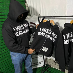 Sudadera con capucha unisex extragrande de tejido grueso con cremallera y estampado serigrafiado estilo streetwear - Product Image 1