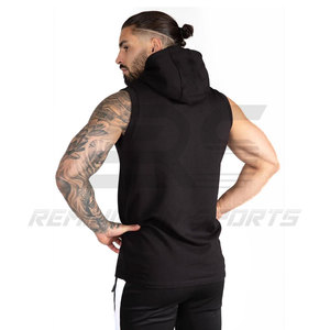 Venta al por mayor Muscle sudaderas con capucha sin mangas Camisetas sin mangas Entrenamiento Transpirable Sudadera con capucha sin mangas Jersey personalizado Sudadera con capucha sin mangas para hombres - Product Image 3