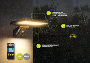 Lampada da parete solare a LED regolabile Ganda 24x21,5 cm 8W IP65 (GSC 200210019) - Product Image 2