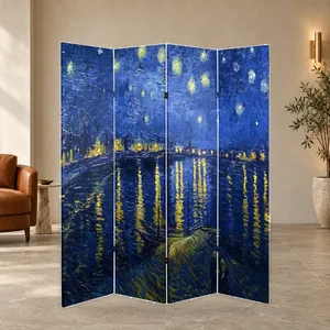 Paravent pliable en toile double face « Nuit étoilée au-dessus du Rhône » de Van Gogh - Product Image 3