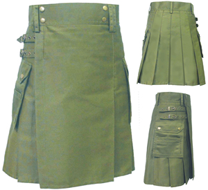 Kilt utilitaire confortable en coton olive pour hommes, vêtements traditionnels européens - Product Image 5
