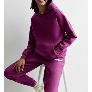 New Fitness Winter 2 Piece Set <b>Joggers</b> Tracksuits for Women 100% Cotton Fleece Custom <b>Oversized</b> Hoodie and Pant Women Tracksuits - Product Image 4