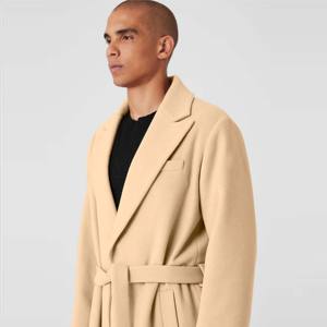 Abrigo de lana formal de negocios para hombre Abrigo de invierno largo de un solo pecho a medida con tela de lana - Product Image 4