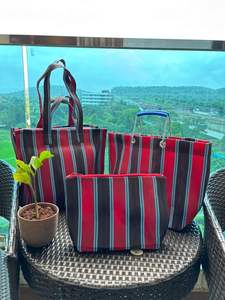 ถุงช้อปปิ้งไนลอน PP ทอจากอินเดีย รีไซเคิล พิมพ์ออฟเซ็ต ใช้ซ้ำได้ เป็นมิตรกับสิ่งแวดล้อม จำหน่ายจำนวนมากจากอินเดีย - Product Image 3