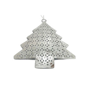 Décoration de Noël faite à la main fer X Mas arbre feuille d'argent ornement de Noël suspendu pour la décoration de la maison personnalisée - Product Image 1