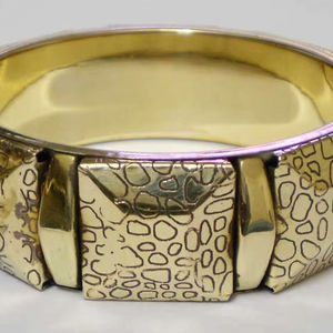 Pebble Texture <b>Gold</b> <b>Bangle</b> Multi Panel Copper Jewelry Geometric Design Bracelet Stone Pattern Wristband Modern Fashion <b>Bangle</b> - Product Image 1