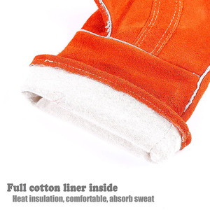 Guantes de Trabajo de Cuero Vacuno de Alta Calidad, Resistentes al Calor y al Agua, Color Naranja Estándar, para Soldadura - Product Image 4