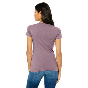 Bande d'épaule plus longue longueur du corps 100% Airlume peignée et anneau de coton filé 32 simple 4.2 oz violet foncé femmes Slim Fit t-sh - Product Image 3