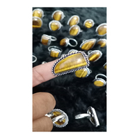 Offre Spéciale – Agate Mien Œil de Tigre Pierre Naturelle, Laiton Plaqué Argent 925, Monture Sertie, Style Punk, Qualité Supérieure, Ovale pour Enfants