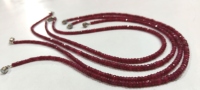 Collier de perles facettées rondes en rubis corindon naturel rouge de 4 mm, de haute qualité, non chauffées, certifiées, avec fermoir magnétique