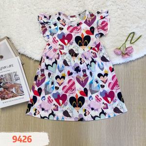 فستان صيفي بالجملة للفتيات الصغيرات بتصميم عيد الحب مع طباعة وقصة أنيقة وأكمام قصيرة طائرة للأطفال الرضع - Product Image 4