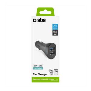 Cargador de Coche Doble USB Tipo-A 12W TECR2USB24AFAST Accendisigari con Doble Adaptador Rápido Negro CARICABATERÍAS - Product Image 2