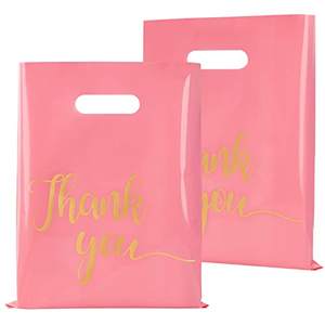 Bolsas de Regalo para Fiestas y Compras con Asas, 15x20cm, Bolsas de Regalo Reutilizables para Empresas, Color Rosa Dorado - Product Image 1