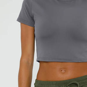 Nueva moda cómoda Crop Tops camiseta logotipo personalizado ropa de verano señora Crop Top alta calidad logotipo personalizado Crop Tops camiseta - Product Image 6