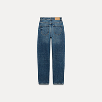 Jean droit taille haute Momfit en denim foncé pour femme – Confortable, élégant, tendance, décontracté, streetwear, avec logo personnalisé, taille sexy, respirant