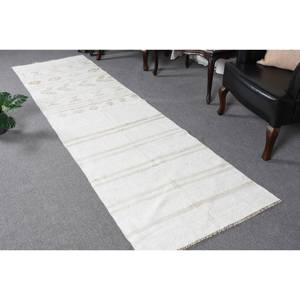 Tapis en laine blanc moderne de 2,8x10,2 pieds, patchwork turc, rectangle, support en latex, pour décoration de salon, épaisseur 10mm - Product Image 1