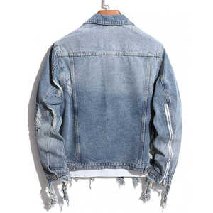 Printemps automne hommes Denim vestes décontracté couleur unie simple boutonnage Jeans veste hommes Slim Fit coton vêtements d'extérieur en détresse vestes - Product Image 5