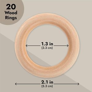 Paquete de 20 anillos de madera natural sin terminar para manualidades, proyectos de macramé, fabricación de joyas, conectores colgantes DIY (2,1 pulgadas) - Product Image 5