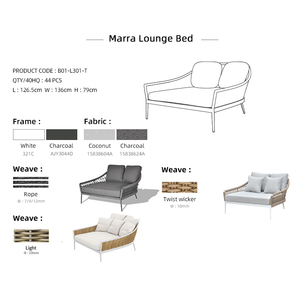 Lettino da Esterno Commerciale con Struttura in Alluminio, Arredo Giardino, Lettino Prendisole da Patio con Cuscino per Bordo Piscina, Villa, Resort - Product Image 3