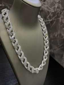 16mm VVS Lab Moissanite personalizado 925 Plata chapada en oro 22 pulgadas cadena cubana Baguette Hip Hop Bustdown enlace collar regalo - Product Image 6