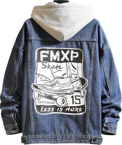 Veste en jean décontractée pour hommes Manteau en jean unisexe boutonné Vestes à capuche de camionneur à manches longues décontractées Outwear - Product Image 4