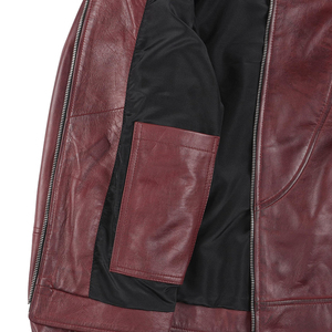 <b>Leather</b> <b>Jacket</b> For Women's Breathable Solid Color Quick Dry Front Zipper Stand Collar Multiple Pocket <b>Long</b> Sleeves Unique Design - Product Image 5