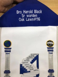 ผ้ากันเปื้อนลายหินสีฟ้างานปักด้วยมือทำจากผ้าดีไซน์3D งานช่าง - Product Image 3