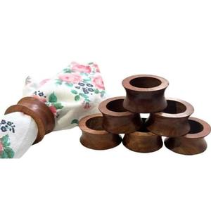 Set 12 Brown Concave Wood Napkin Rings for Festive Dining for Thanksgiving Farmhouse-Style Parties Table Decoration <b>Essential</b> - Product Image 1