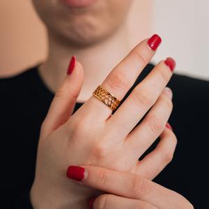 แหวนเงินแท้ 925 คุณภาพส่งออก ปี 2026 ลายรังผึ้ง ชุบทอง สไตล์โบฮีเมียน สำหรับผู้หญิง เครื่องประดับคุณภาพดี ของขวัญจากผู้ผลิต - Product Image 3