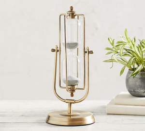 Temporizador de arena de vidrio de metal hecho a mano con artesanía fina ideal para la decoración de lujo del hogar o la oficina corporativa - Product Image 3