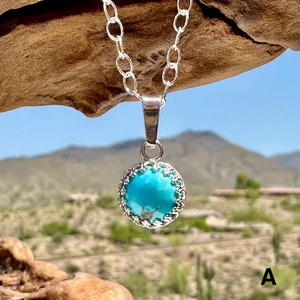 จี้สีเทอร์ควอยส์คิงแมนเงินสเตอร์ลิง10มม. เครื่องประดับอัญมณีสีฟ้าขนาดเล็กเหมาะสำหรับเป็นของขวัญวันเกิดสำหรับผู้หญิงและเด็กผู้หญิง - Product Image 2