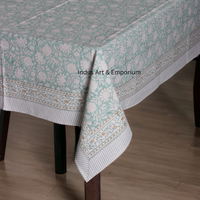 Nappe de table en coton non tissé vert clair, personnalisée, réutilisable, imperméable, motif floral, style lin indien