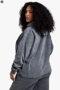 Sudadera con capucha con lavado ácido para mujer, Jersey de algodón grueso con logotipo personalizado para hombres y mujeres, Sudadera con capucha holgada de moda para mujer disponible en pedidos al por mayor - Product Image 2