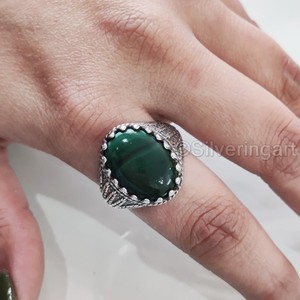Grossiste Bague pour hommes Bague en malachite naturelle avec pierre de naissance Toutes tailles Bijoux de cadeau d'anniversaire ottoman Bague en argent sterling 925 - Product Image 5