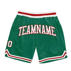 Pantalones Cortos Personalizados Kelly Verde Blanco-Rojo Pantalones Cortos de Baloncesto Retroceso Auténtico Ropa Deportiva ommiz industry - Product Image 1