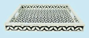 Plateau de table basse en bois massif avec incrustations ethniques, motif floral sculpté à la main, décoration de la maison, fête du Ramadan, Diwali, anniversaire - Product Image 5