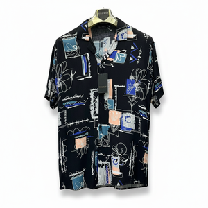 Camisa Moderna de Manga Corta para Hombre con Estampado Floral, Corte Holgado, Tela Satinada, Diseño Elegante de Verano, Ropa Casual, Atuendo para Vacaciones - Product Image 2