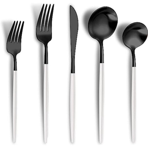 Joli Design Fabricant Direct Inde Métal Argent Miroir Poli Avec Poignée Designer Noir Couverts Couverts Ensemble pour Hôtels - Product Image 2