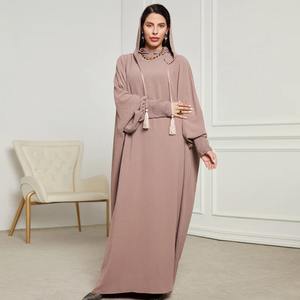 2025 transfrontalier nouveau Style arabe décontracté longues filles à capuche longueur de plancher Polyester chemise musulman Robe Caftan vêtements islamiques - Product Image 5