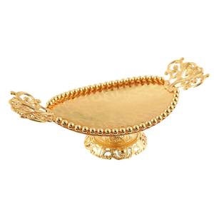 Plat de service en laiton de luxe, forme personnalisée, doré, pour fruits, salades, collations, pour la maison, les mariages, les hôtels, utilisation sur table - Product Image 3