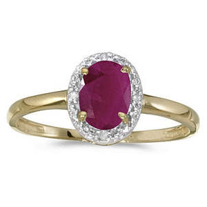 Anillo de cóctel de oro amarillo de 14 quilates con rubí de 0,95 quilates y diamantes - Product Image 1