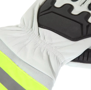 Gants d'impact en cuir noir blanc anti-coupures résistant à la peau de chèvre paume moussant dos vache fendu TPR mains de sécurité gants de bouclier solide - Product Image 3