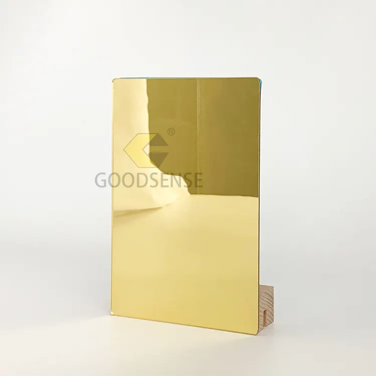 Goodsense Perspex Gold 1 Way Mirror Sheet Wholesale Custom Flexible Mirror Acrylic Circle Round Discs For Wedding Invitation